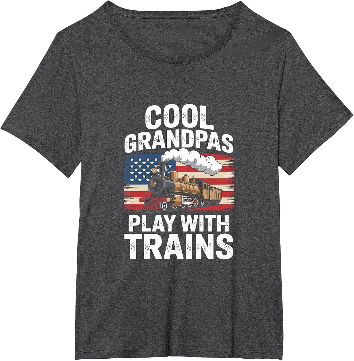 Cool Grandpas Play with Trains Vintage Retro Railroad T-Shirt - Dark Heather Grey