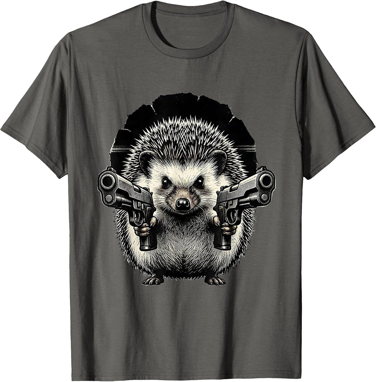 Hedgehog Pew Pew Madafakas Funny Animal Lover Meme Humor T-Shirt - Asphalt Grey