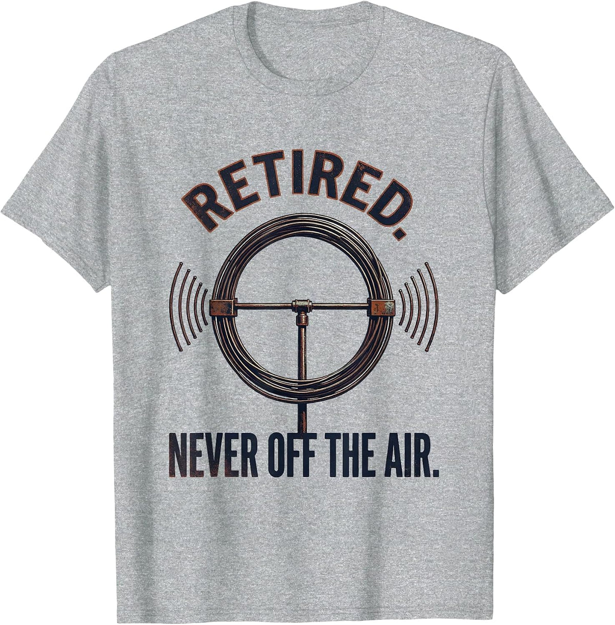 Men's Retired Never Off The Air Vintage Ham Radio Operator Hobby T-Shirt - Heather Grey