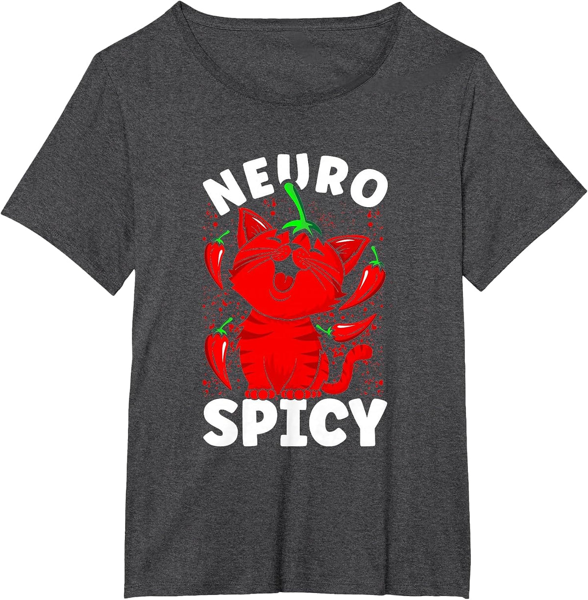 Neurospicy Funny Neurodivergent ADHD ASD Autism Cat Lover T-Shirt - Dark Heather Grey