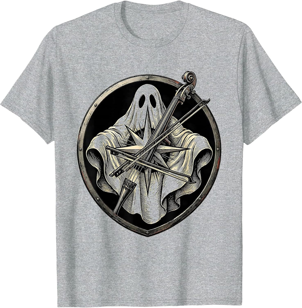 Men's Ghost Musician Teacher Halloween Orchestra Band Humor T-Shirt - Heather Grey