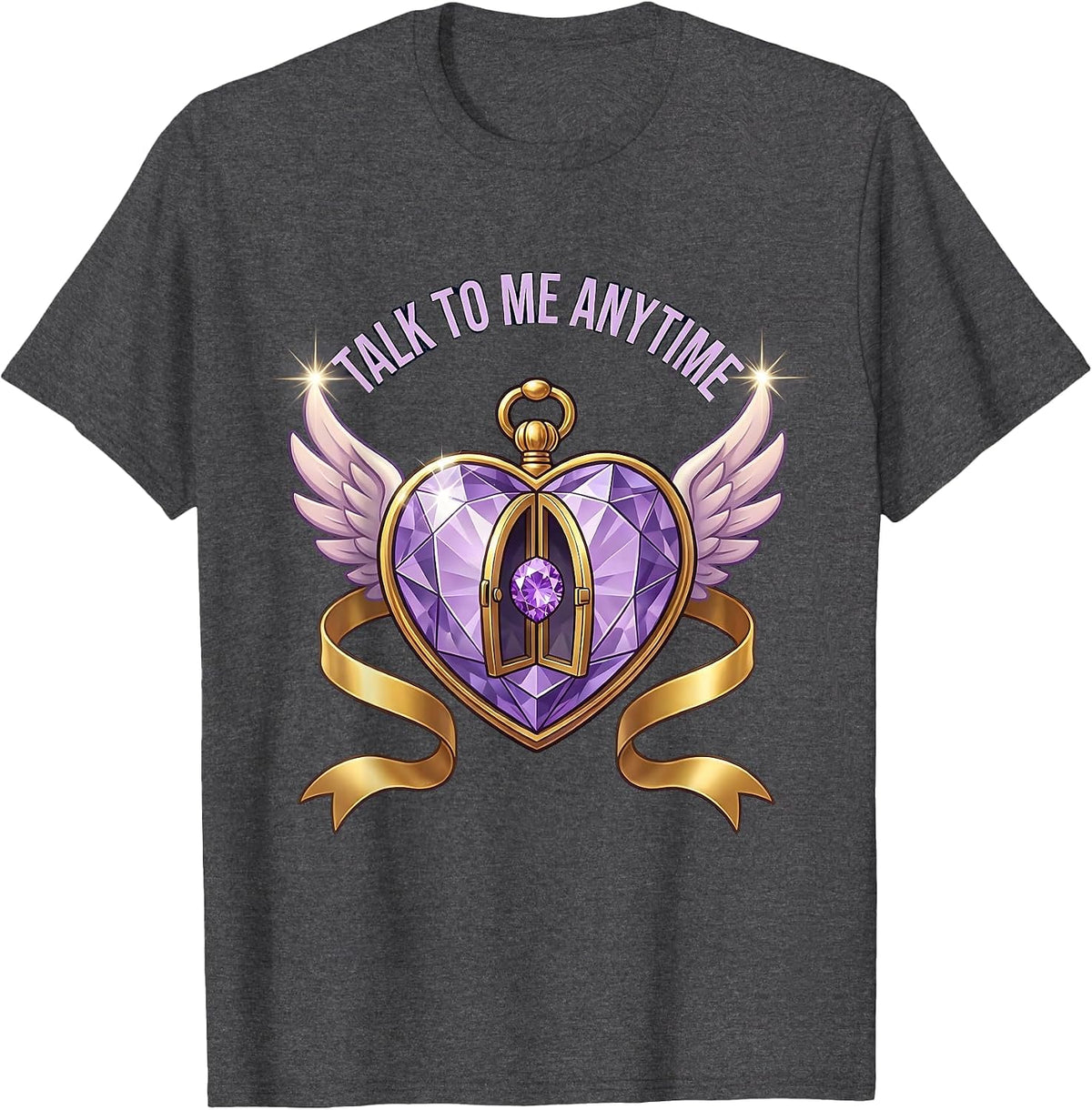 Men's Talk To Me Anytime School Counselor Design T-Shirt - Dark Heather Grey