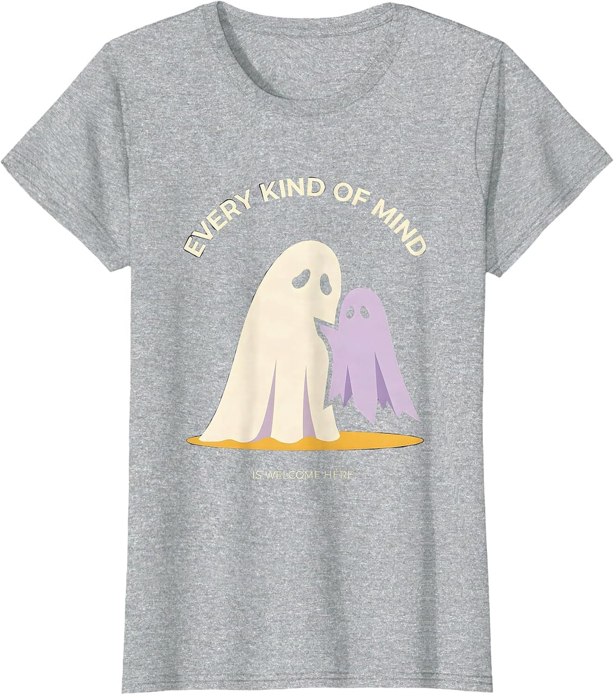Women's Every Kind Of Mind Is Welcome Here Halloween Mental Health T-Shirt - Heather Grey