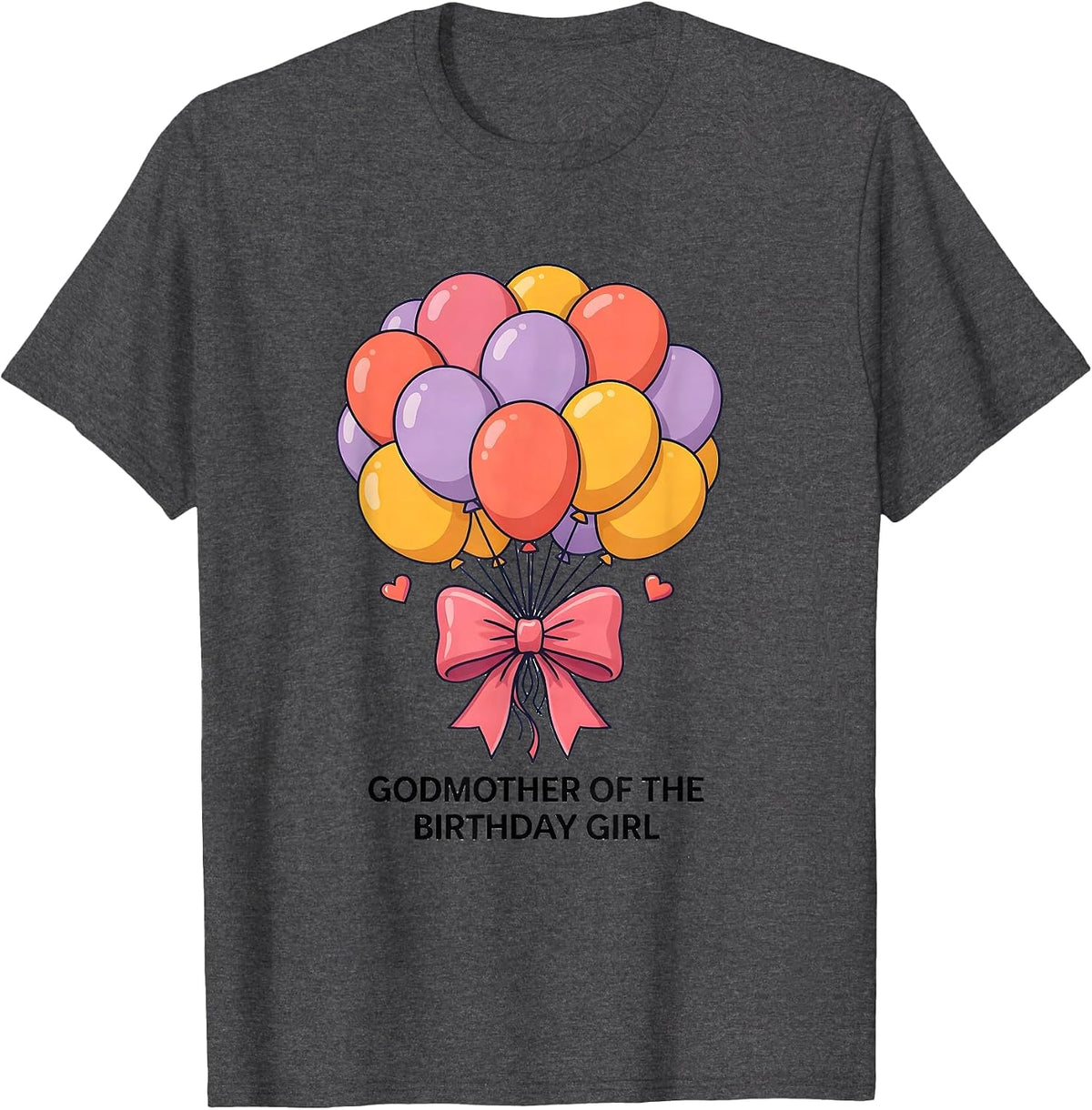 Men's Godmother Of The Birthday Girl Cute Pink Bow Family Matching T-Shirt - Dark Heather Grey
