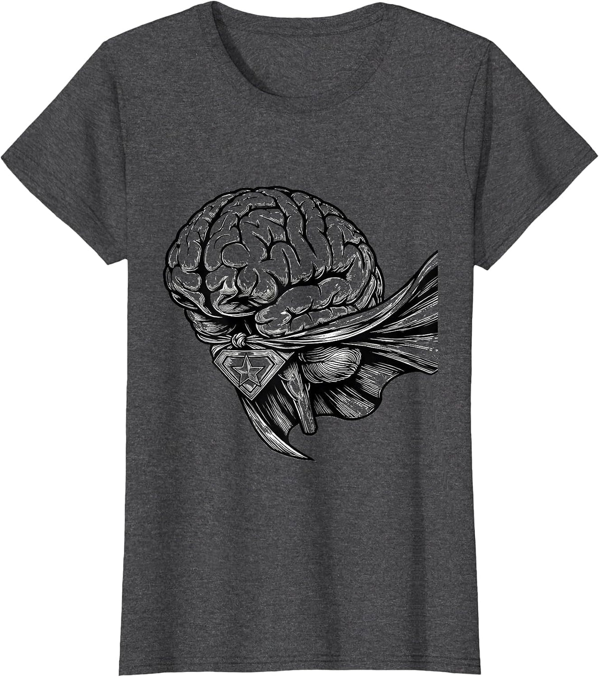 Women's Superhero Brain Paraprofessional Graphic Tee T-Shirt - Dark Heather Grey