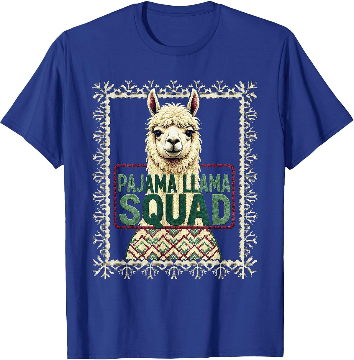 Pajama Llama Squad Funny Llama Christmas Animal Lover T-Shirt - Royal Blue