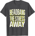 Men's Headbang the Stress Away Rock Music Design T-Shirt - Dark Heather Grey