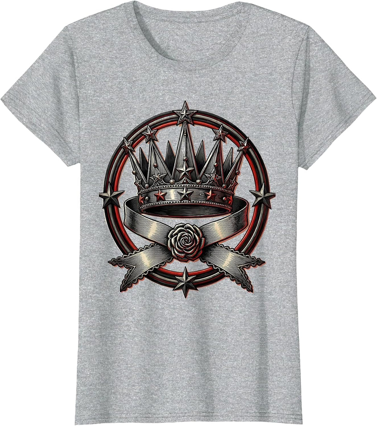 Women's Cowgirl Rodeo Queen Crown and Sash Illustration T-Shirt - Heather Grey