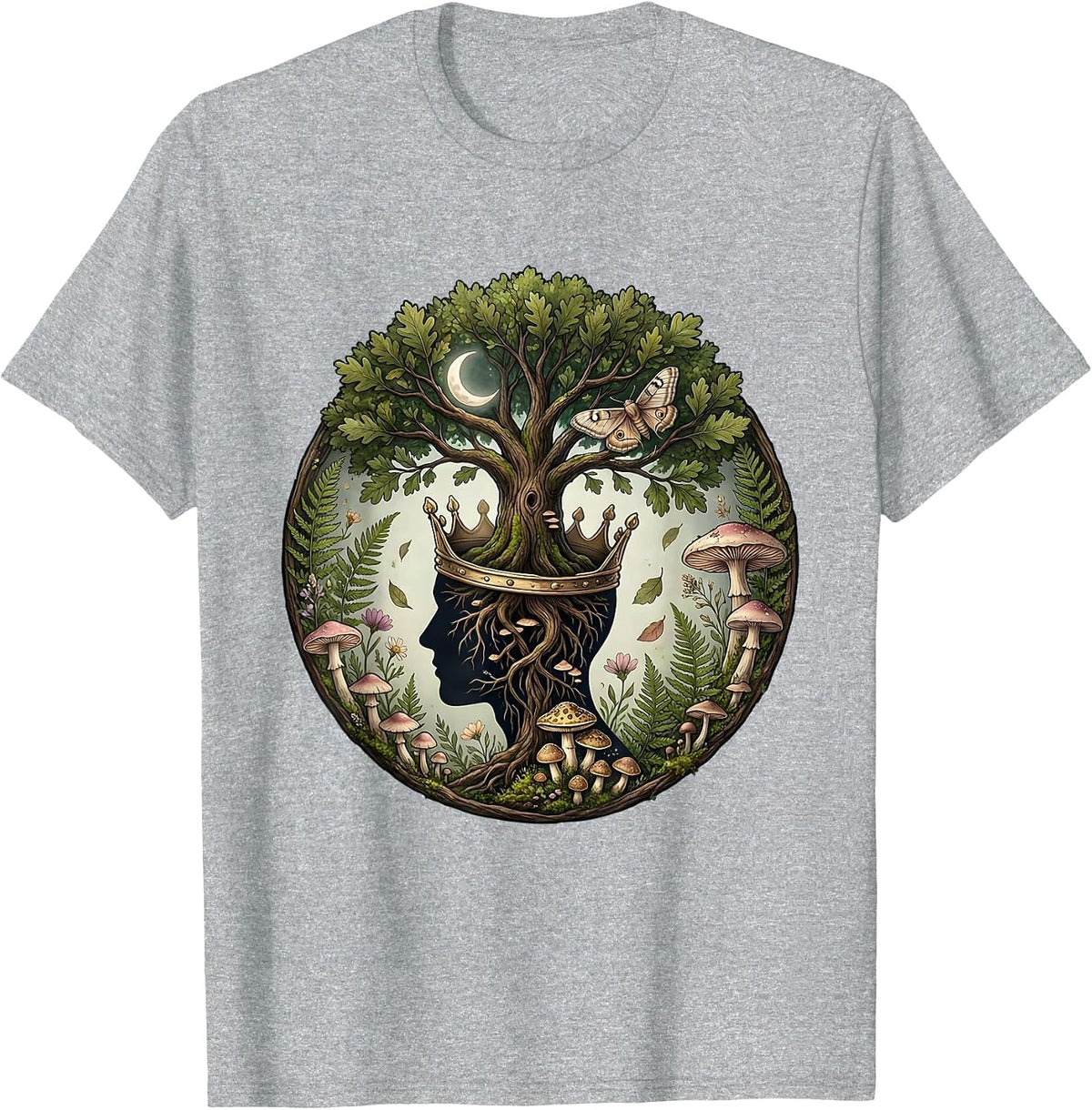 Men's Mental Health Tree of Growth Illustration T-Shirt - Heather Grey