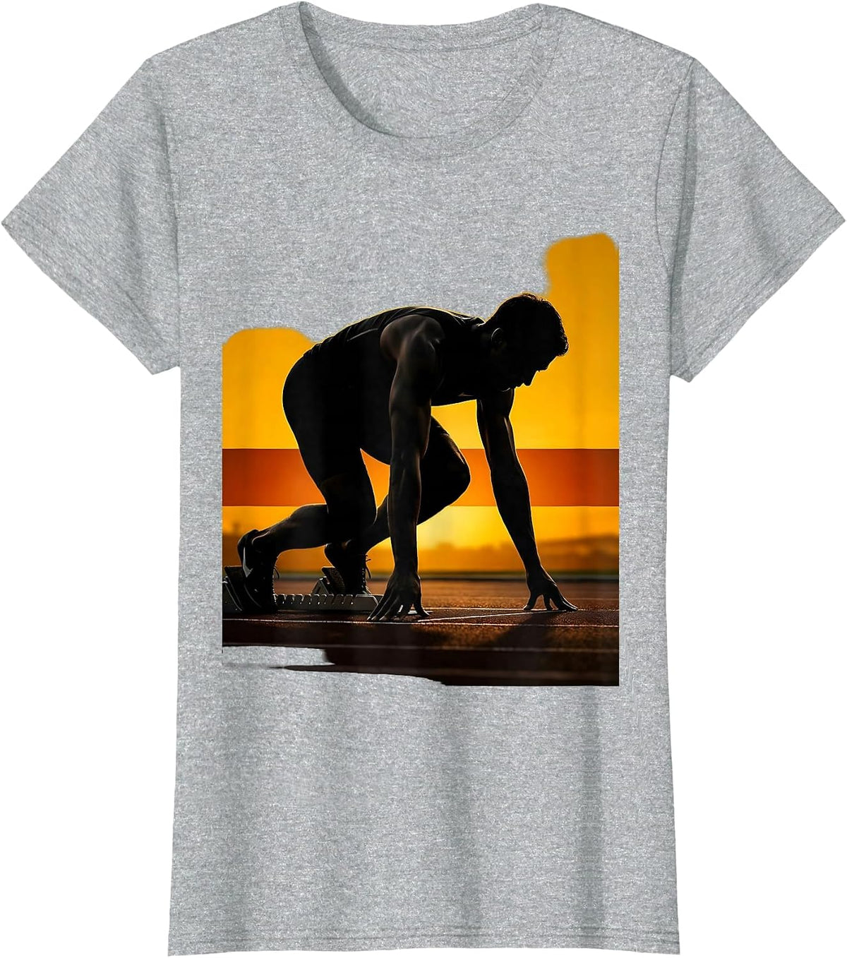 Women's Sprinter Starting Blocks Dawn Athletic Graphic T-Shirt - Heather Grey