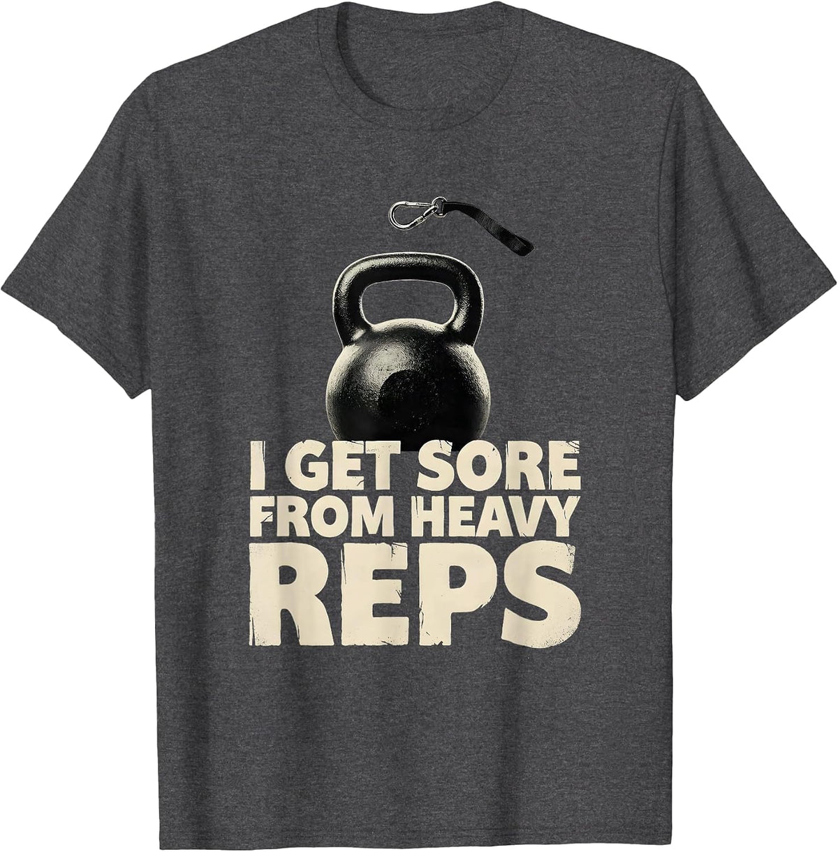 Men's I Get Sore From Heavy Reps Funny Gym Weightlifting Workout T-Shirt - Dark Heather Grey