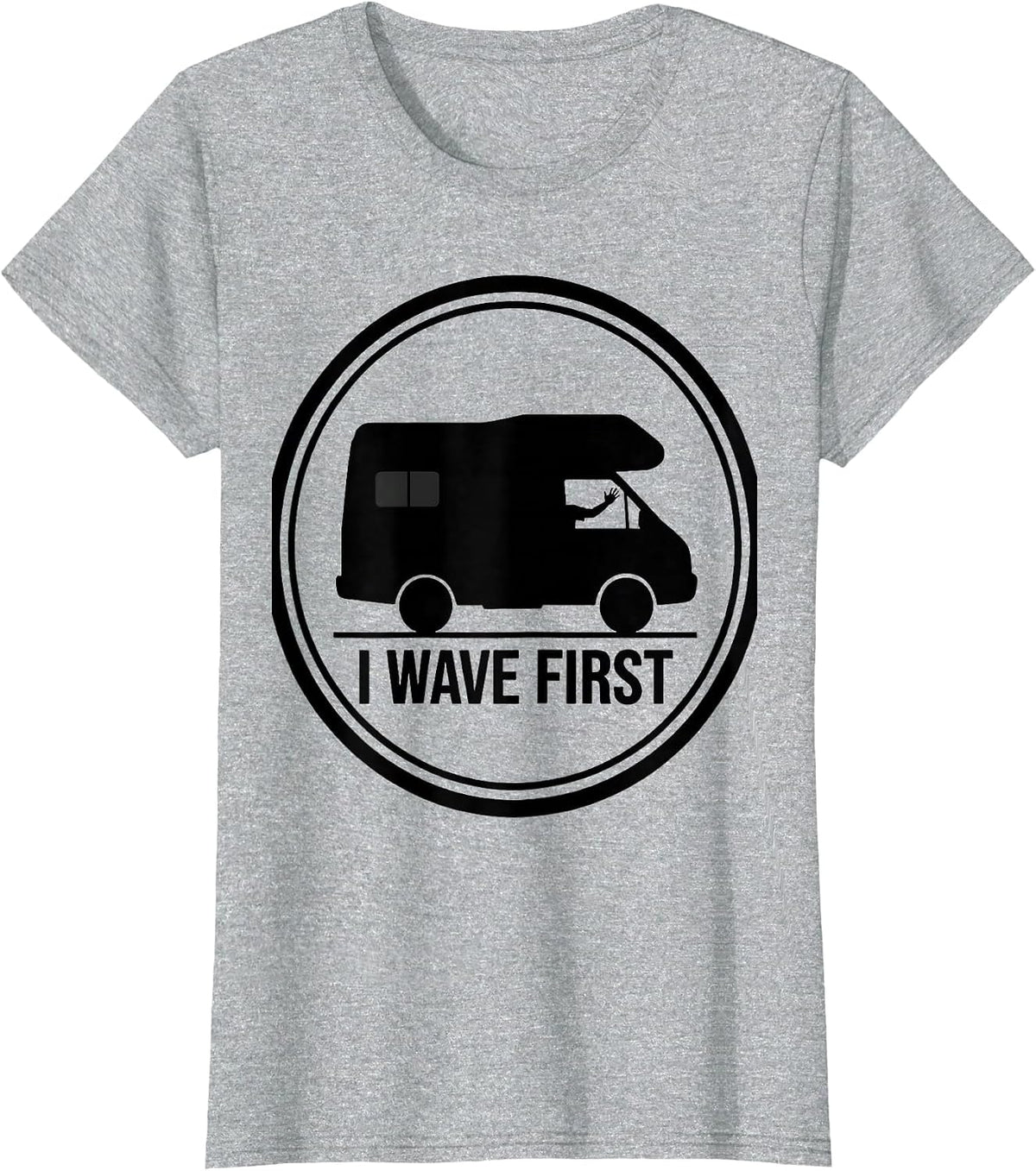 Women's I Wave First Retro Van Life Nomads Camper Van Dwellers T-Shirt - Heather Grey
