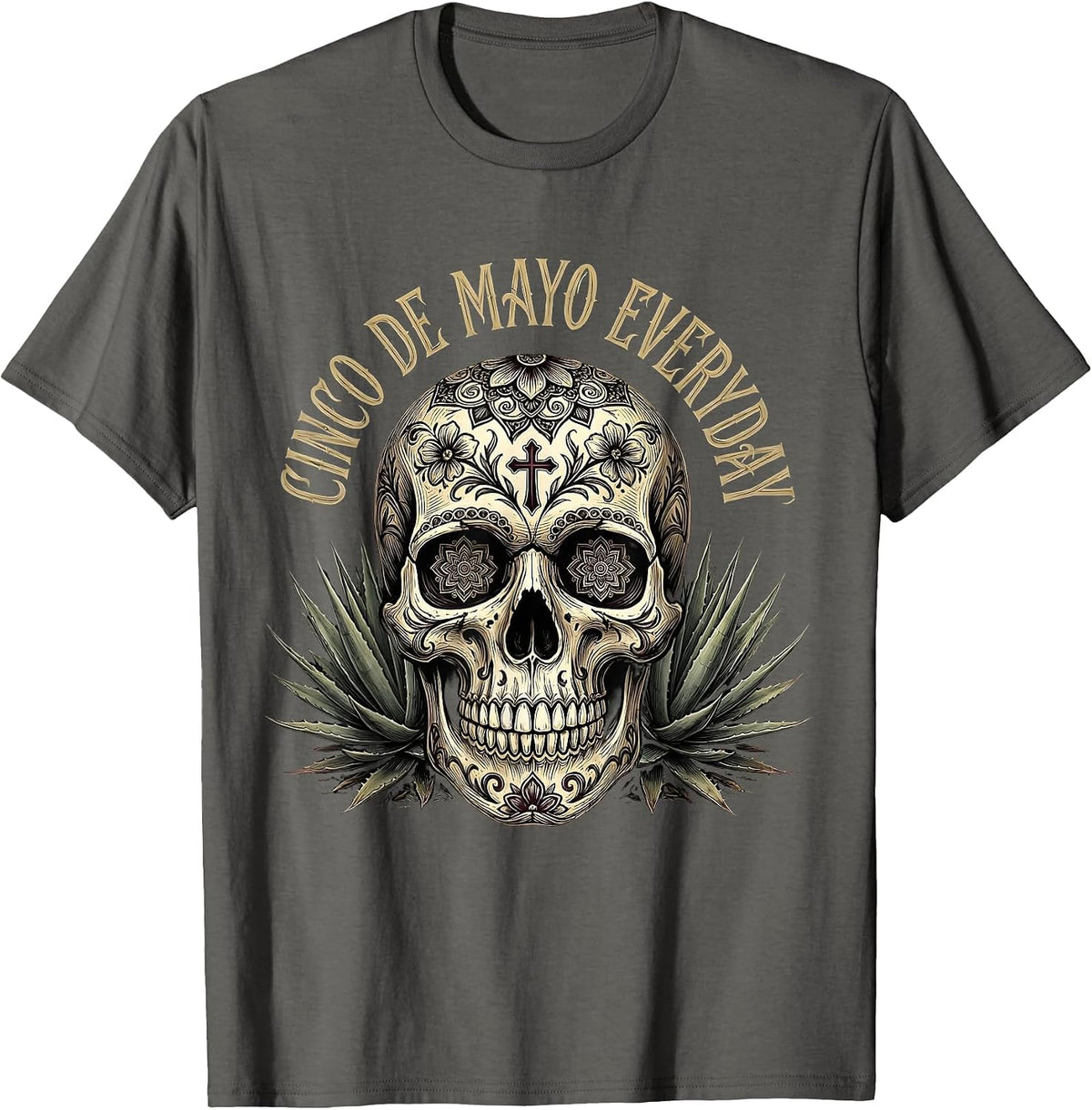 Cinco de Mayo Everyday Mexican Fiesta Design T-Shirt - Asphalt Grey