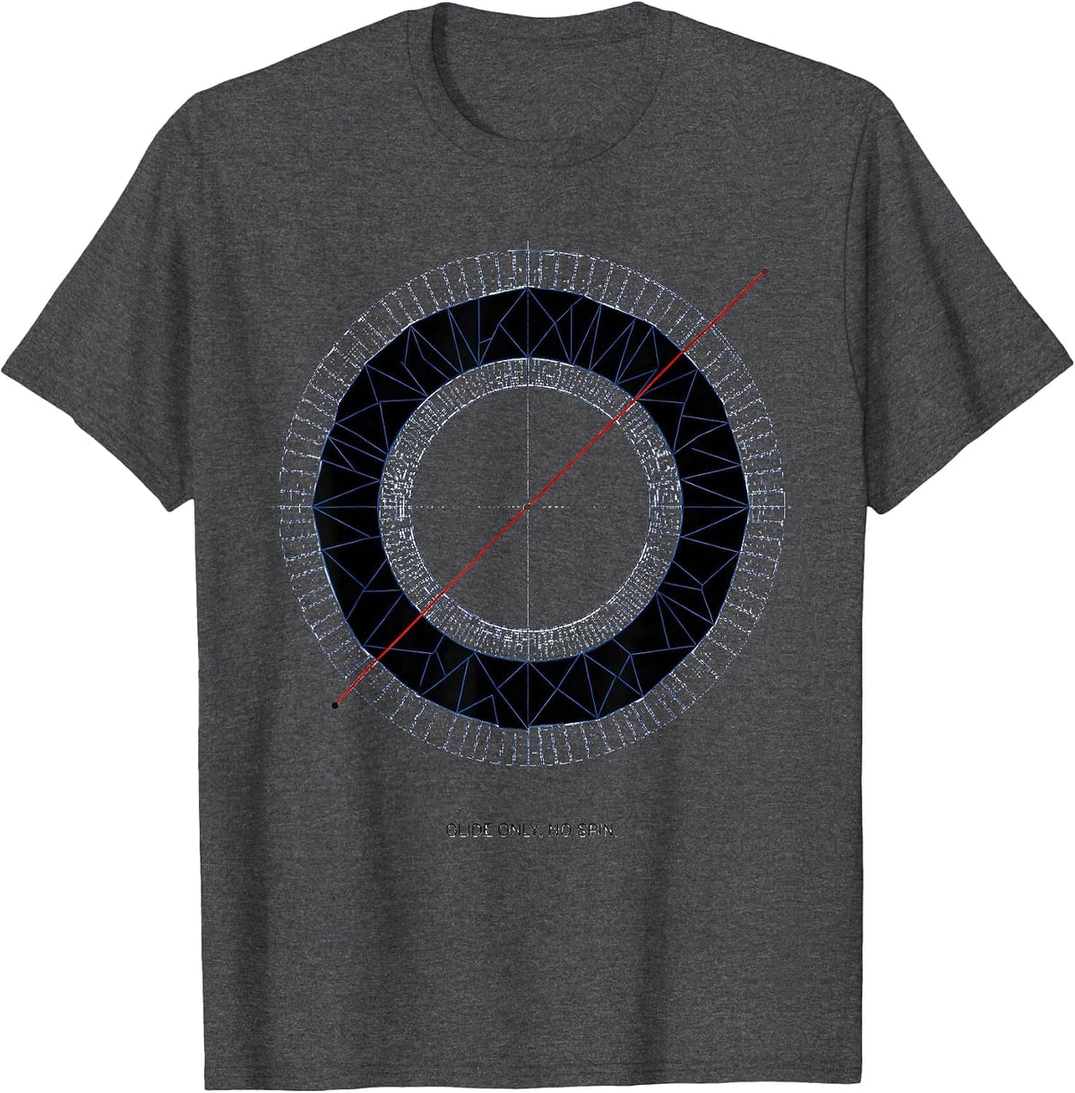 Men's Glide Only No Spin Geometric Throwers Defiant Humor Gift T-Shirt - Dark Heather Grey