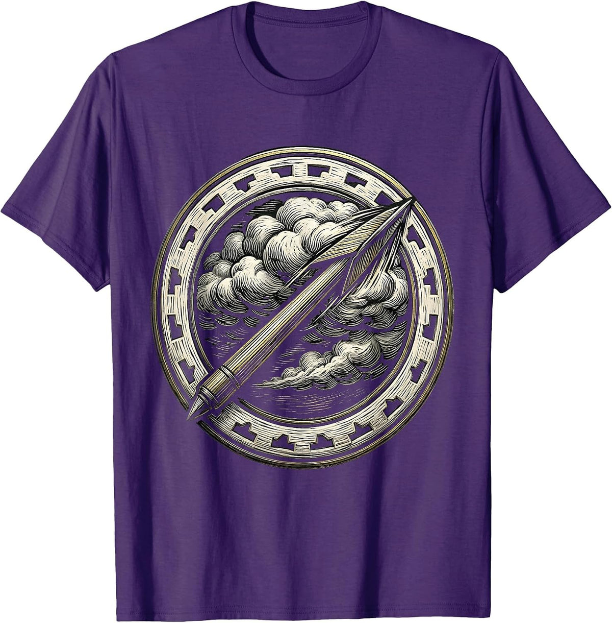 Javelin Through Storm Clouds Sports Graphic T-Shirt - Purple