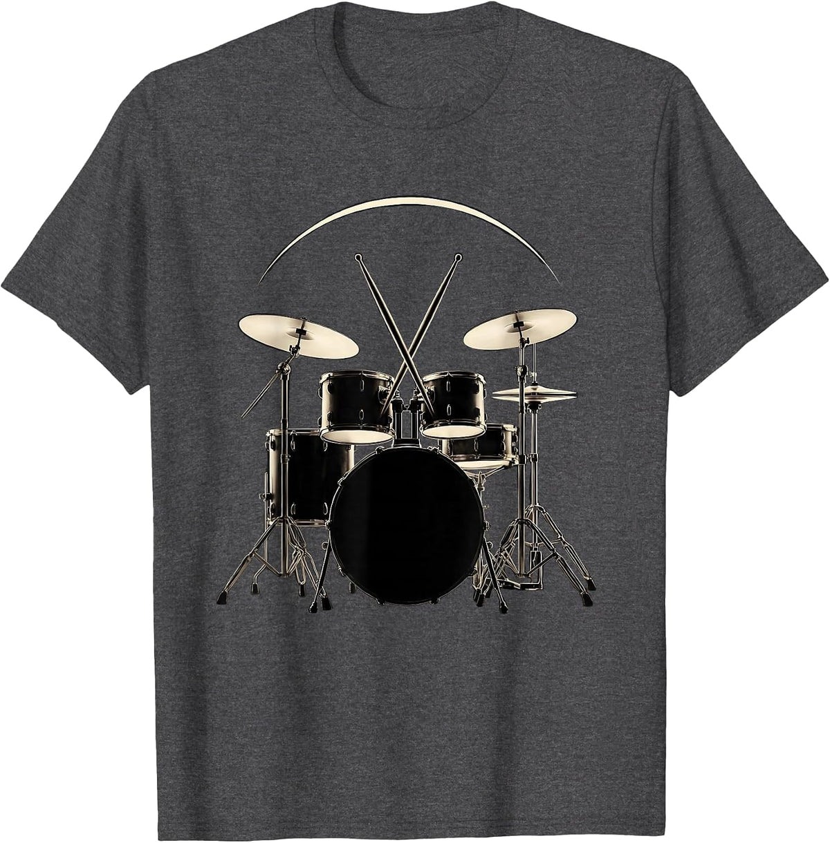 Men's Compact Drum Kit Silhouette Christian Musician Worship Faith T-Shirt - Dark Heather Grey