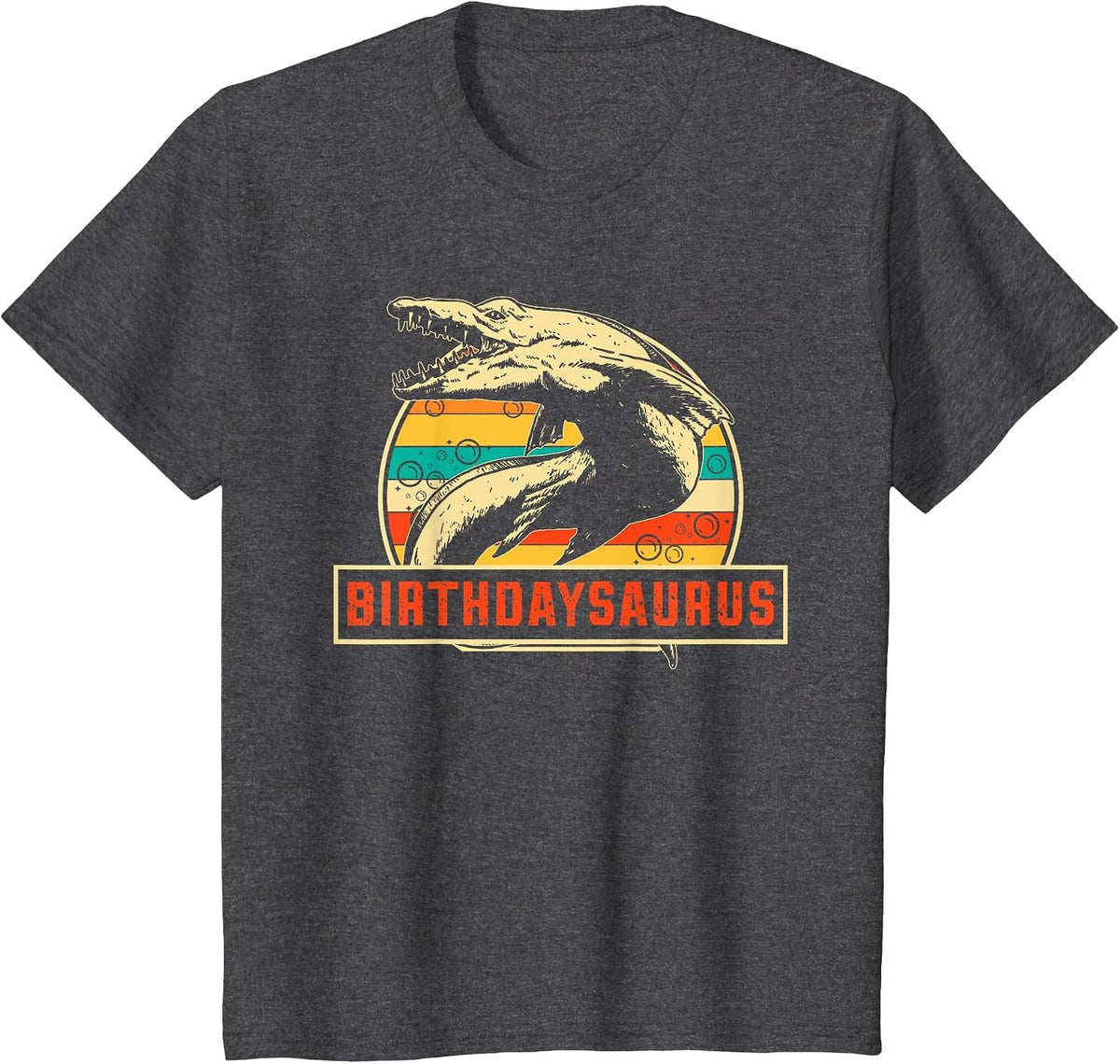 Birthdaysaurus Dinosaur Mosasaurus Funny Kids Birthday T-Shirt - Dark Heather Grey
