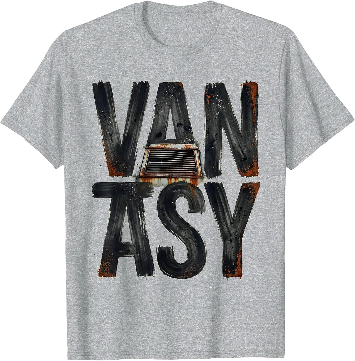 Men's Vantasy Retro Van Life Van Enthusiast Road Trip T-Shirt - Heather Grey