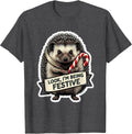 Men's Look, I'm Being Festive Grumpy Hedgehog Christmas Humor T-Shirt - Dark Heather Grey