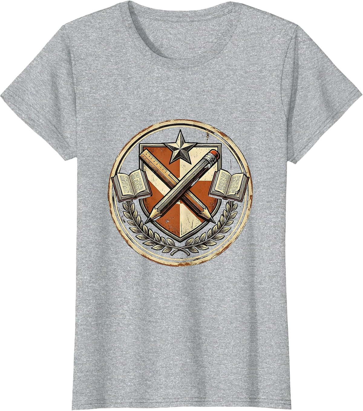 Women's Paraprofessional Pencil and Ruler Crest Design T-Shirt - Heather Grey