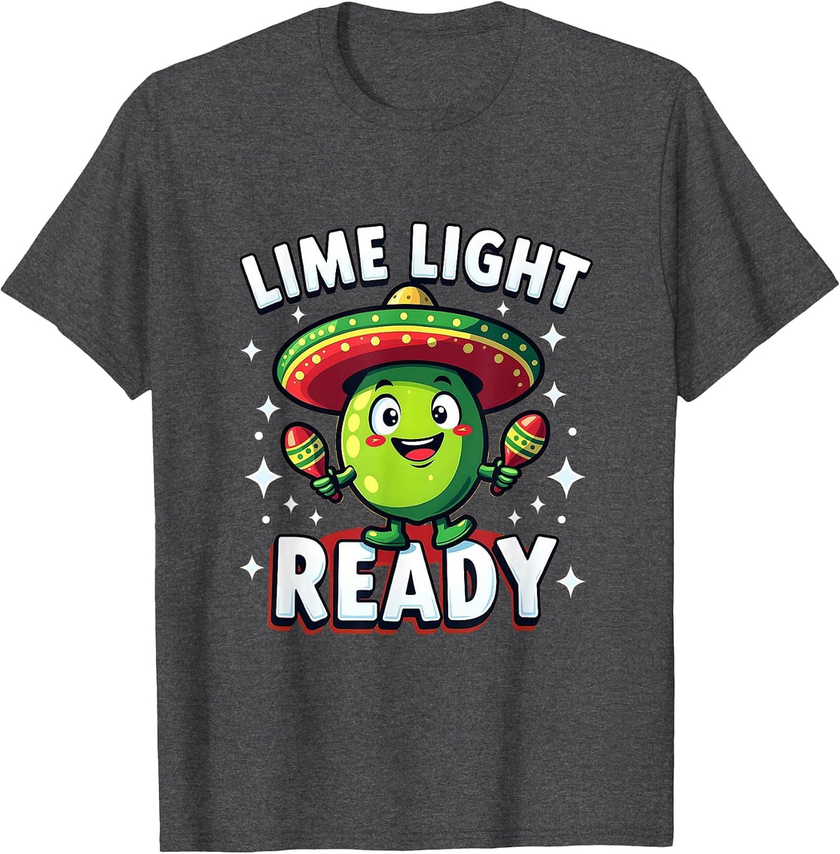 Lime Light Ready Cinco de Mayo Fiesta Design T-Shirt - Dark Heather Grey