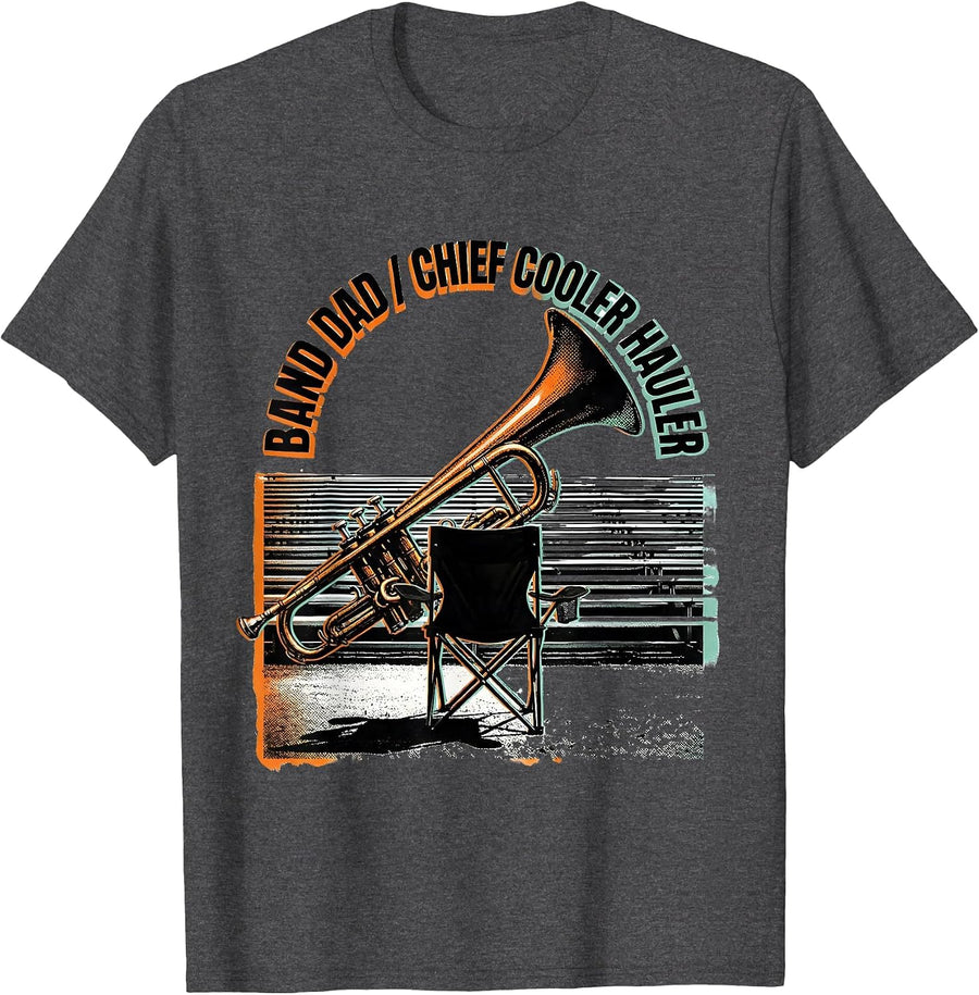 Men's Band Dad Chief Cooler Hauler Funny Music Lover Band Fan T-Shirt - Dark Heather Grey