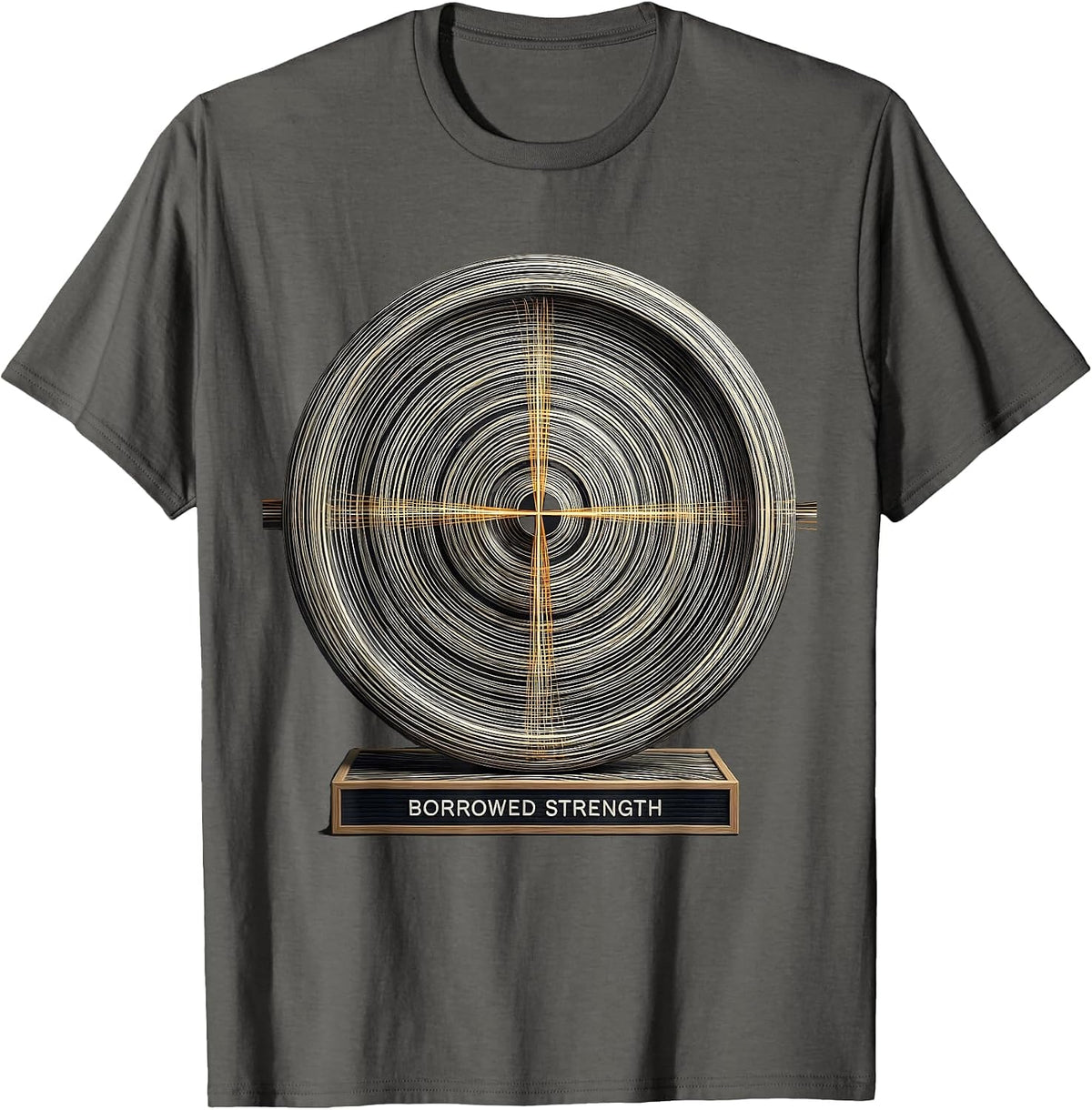 Men's Borrowed Strength Faith Fitness Funny Christian Gym Workout T-Shirt - Asphalt Grey
