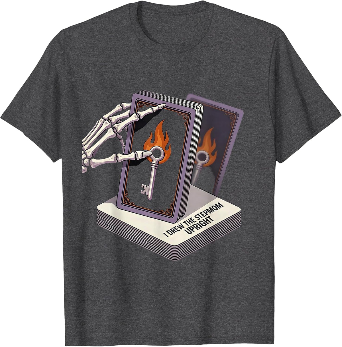 I Drew The Stepmom Upright Dark Humor Gothic Tarot Card T-Shirt - Dark Heather Grey