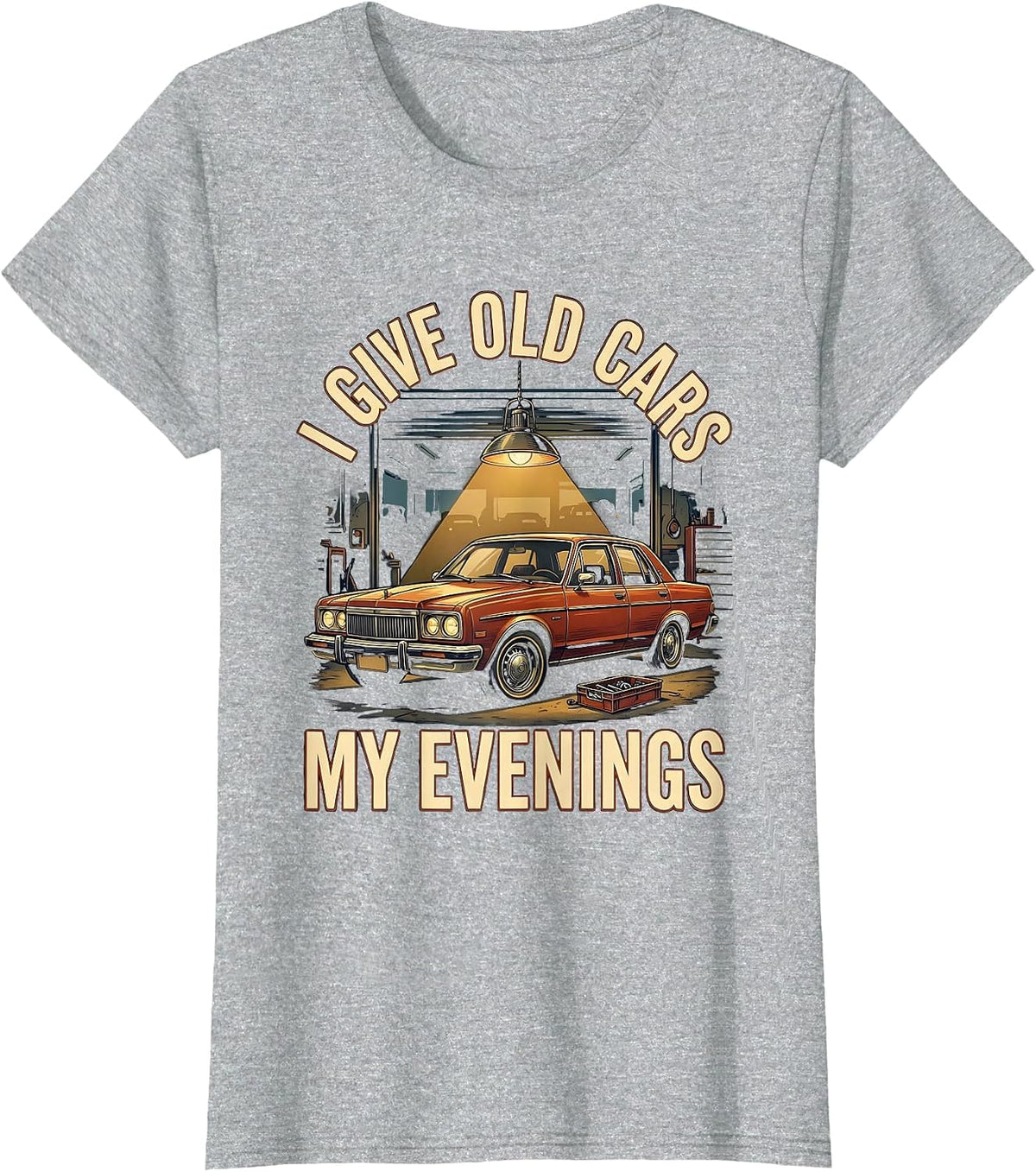 I Give Old Cars My Evenings Funny Classic Car Guy Humor T-Shirt - Heather Grey