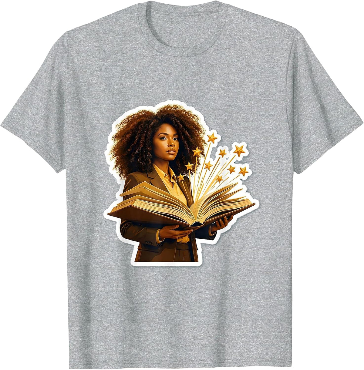 Men's Paraprofessional Open Book Floating Stars Design T-Shirt - Heather Grey