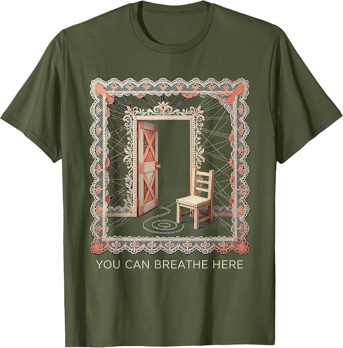 Men's You Can Breathe Here Supportive Mental Health Counselor T-Shirt - Olive Green