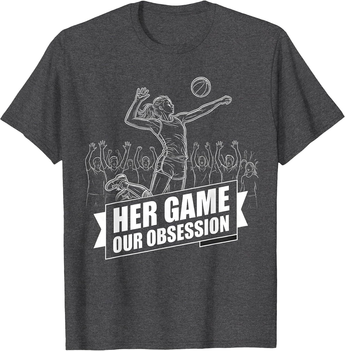 Her Game Our Obsession Sports Fan Design T-Shirt - Dark Heather Grey