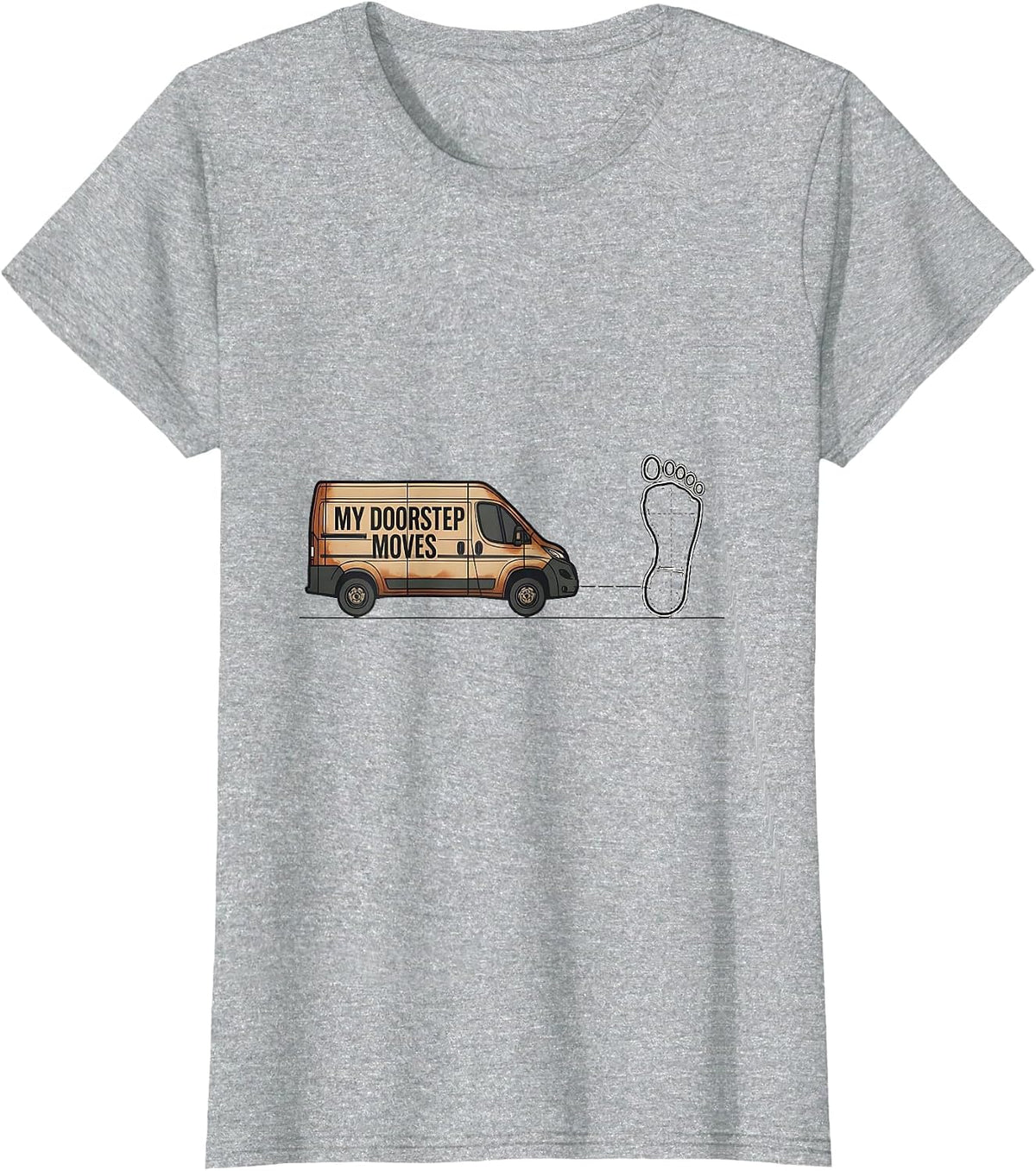 My Doorstep Moves Retro Van Life Campervan Road Trip T-Shirt - Heather Grey