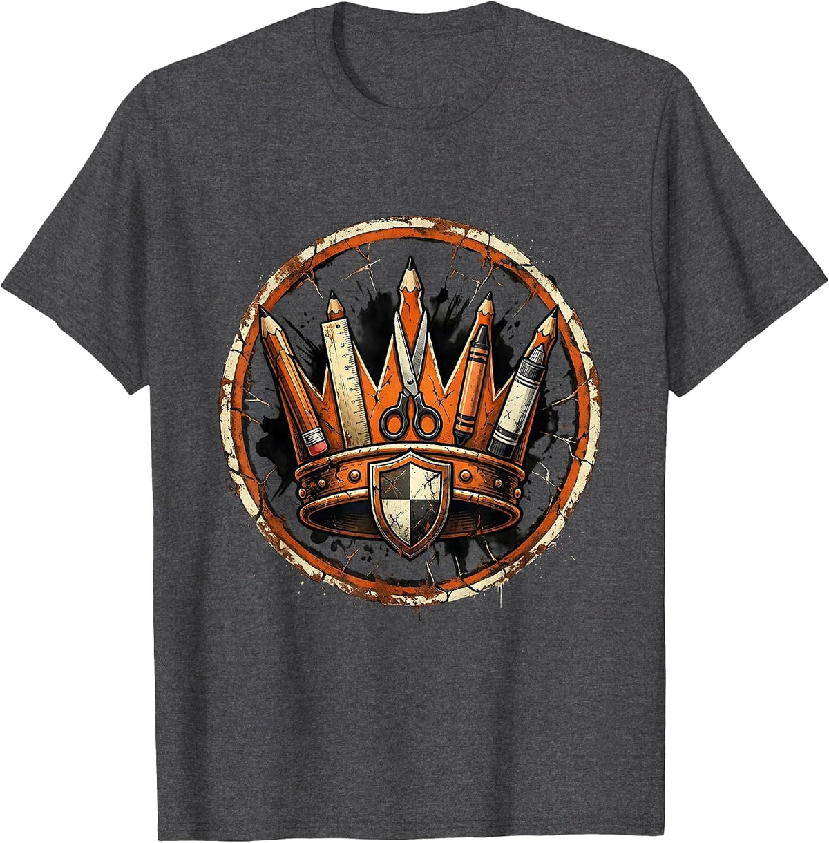 Paraprofessional Crown School Supply Icons Gift T-Shirt - Dark Heather Grey