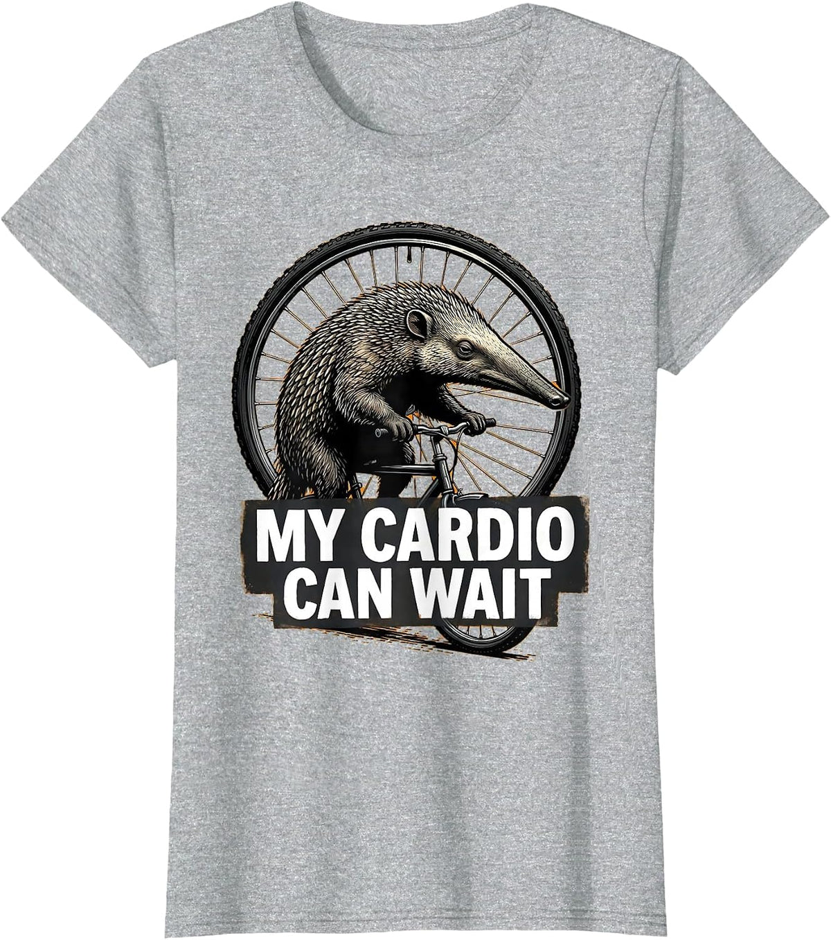 My Cardio Can Wait Funny Gym Aardvark Workout Humor T-Shirt - Heather Grey