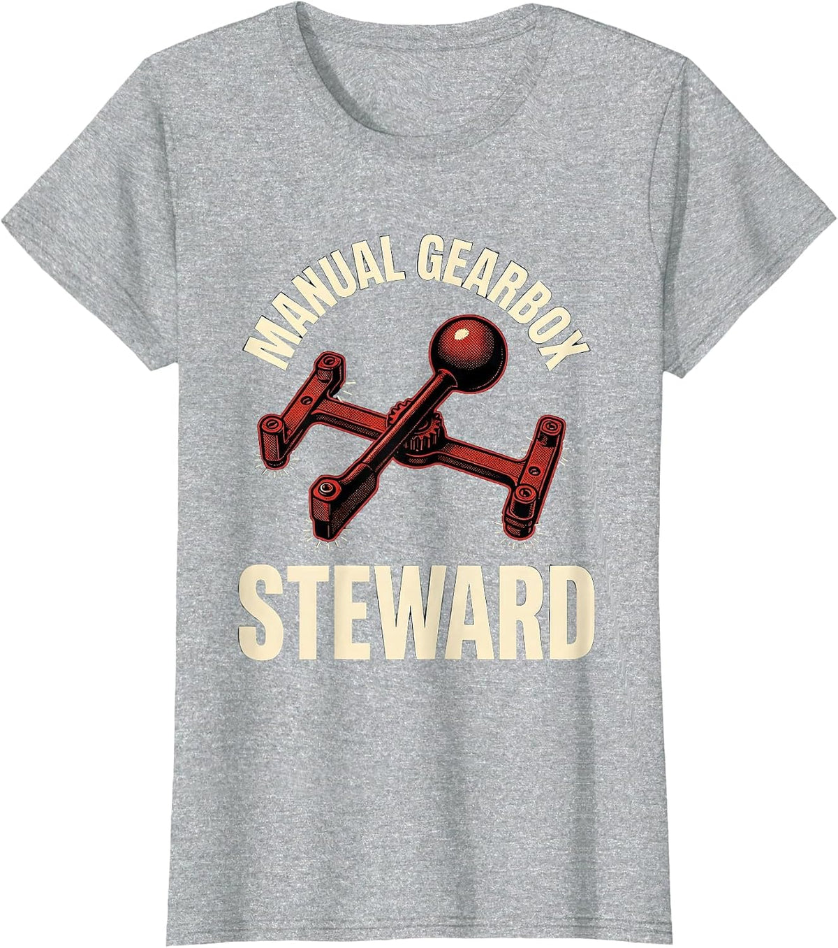 Manual Gearbox Steward Classic Car Guy Stick Shift Humor T-Shirt - Heather Grey