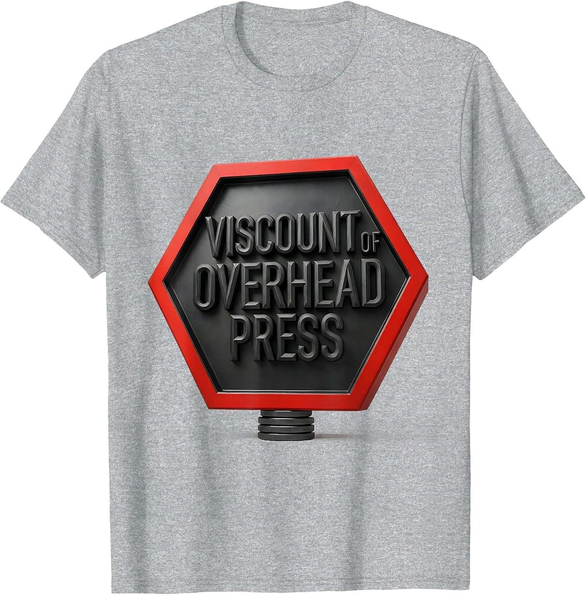 Men's Viscount of Overhead Press Geometric Knight Weightlifter Gym T-Shirt - Heather Grey