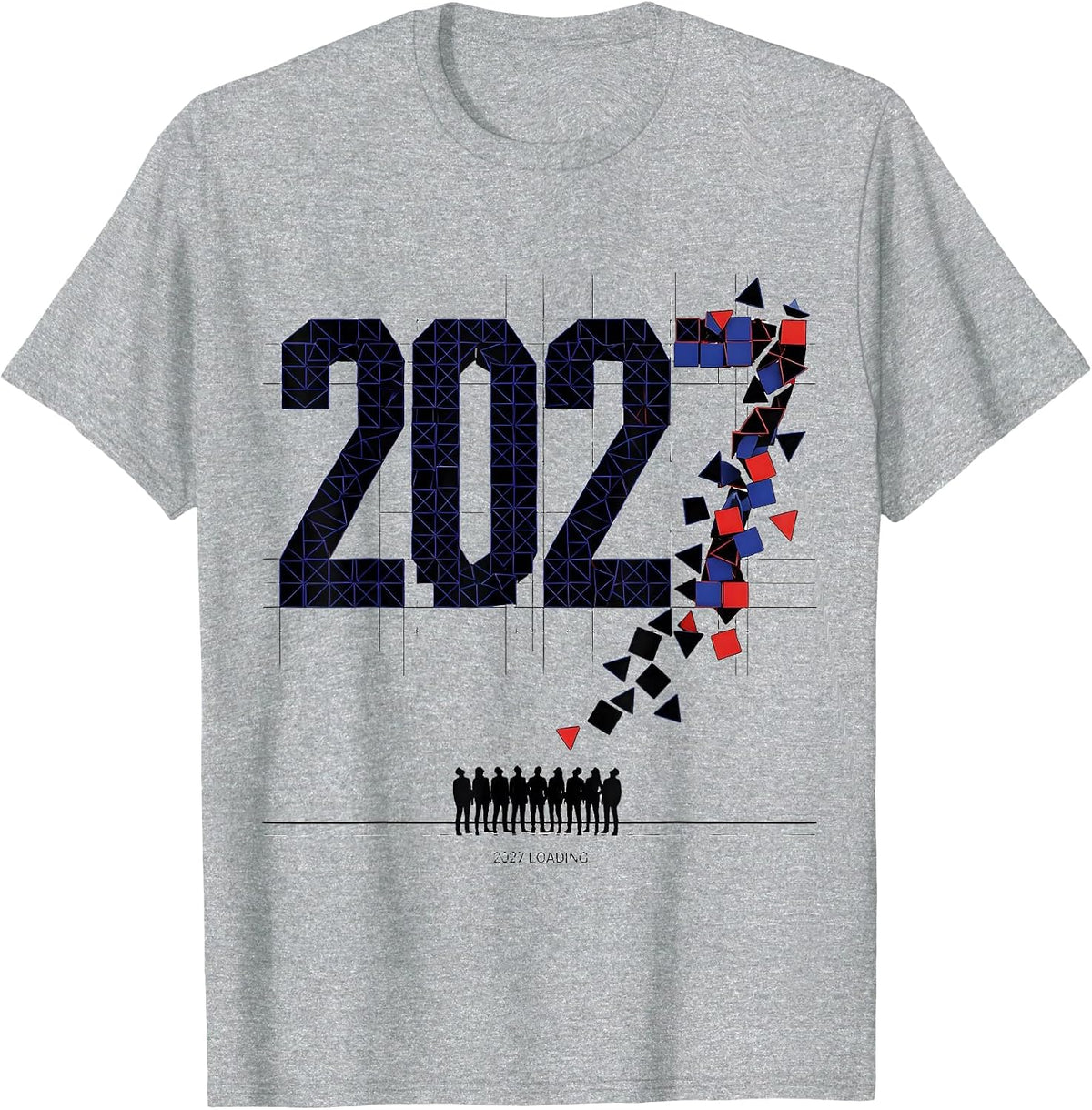 Men's 2027 Loading Geometric New Year Party Countdown Family T-Shirt - Heather Grey