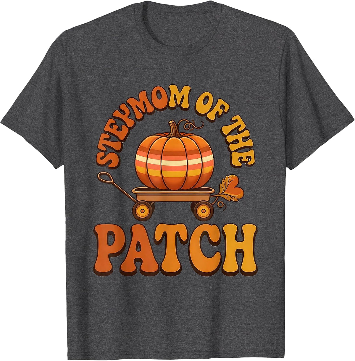 Stepmom of the Patch Retro 70s Matching Family Halloween T-Shirt - Dark Heather Grey
