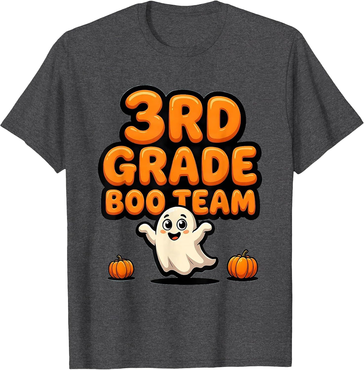 Men's 3rd Grade Boo Team Cartoon Halloween Teacher Kids T-Shirt - Dark Heather Grey