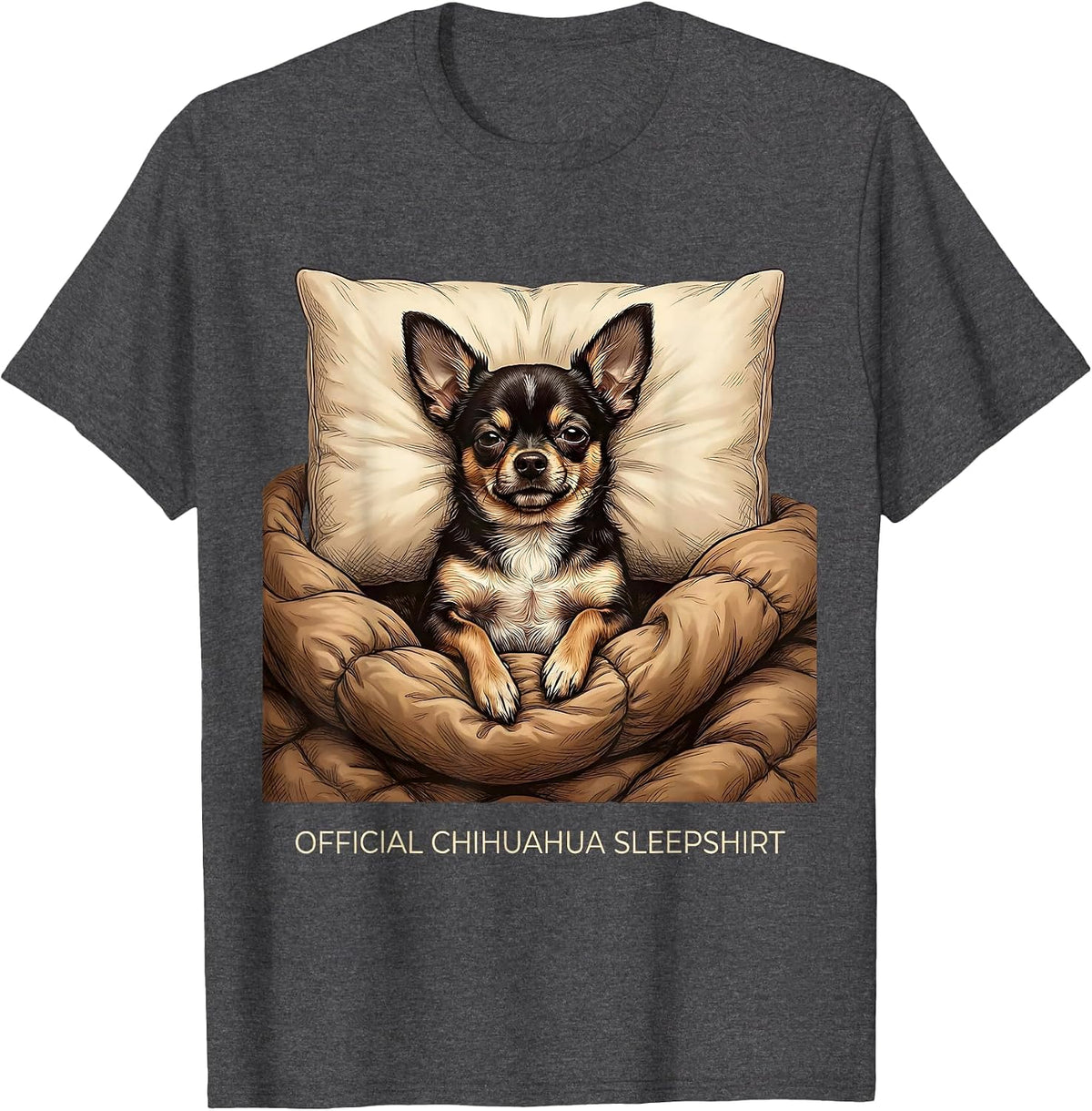 Men's OFFICIAL CHIHUAHUA SLEEPSHIRT Dog Lover Napping Pajama Humor T-Shirt - Dark Heather Grey