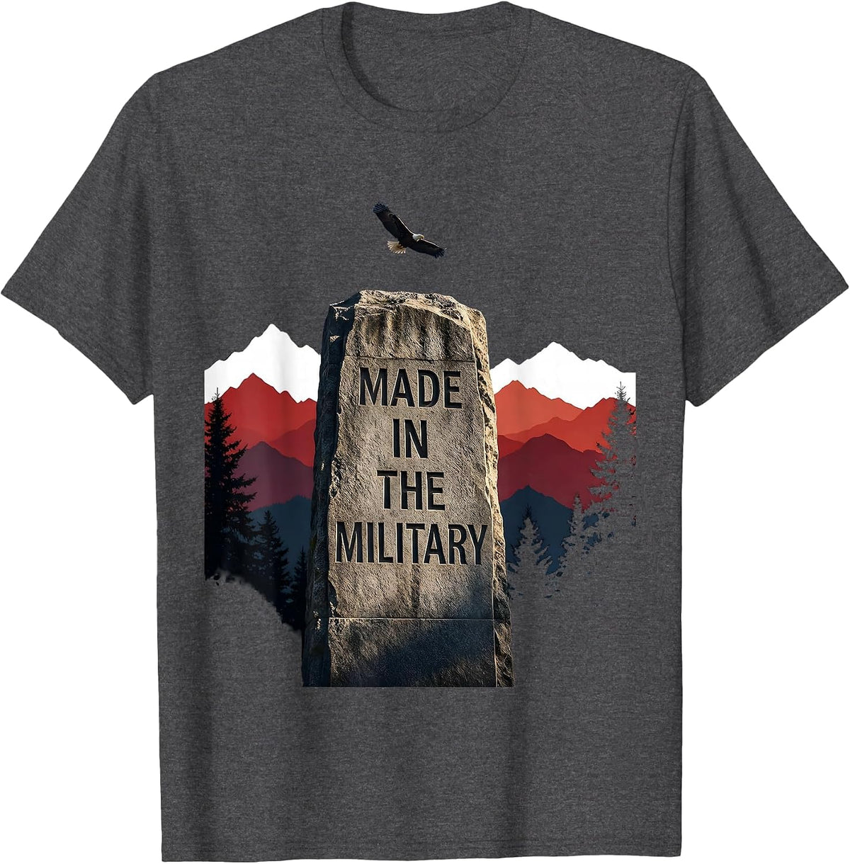 Made in the Military Veteran Pride Design T-Shirt - Dark Heather Grey