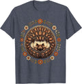 Cute Baby Hedgehog Curled Up Tiny Ball Design T-Shirt - Heather Blue