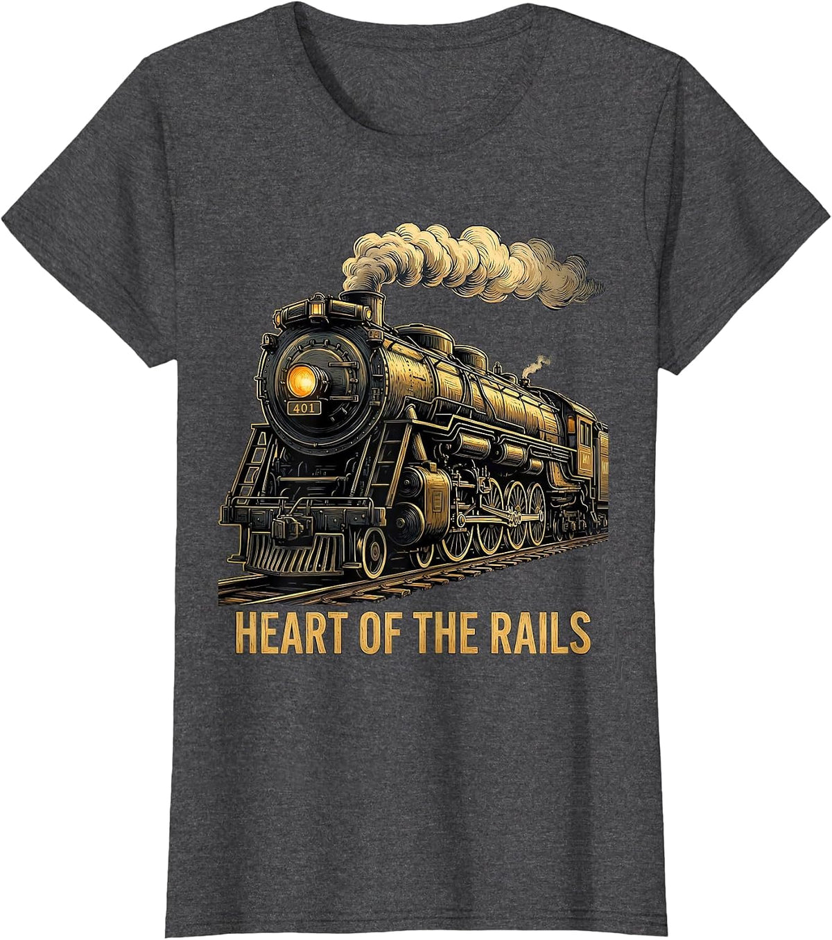 Women's Heart Of The Rails Big Boy 4014 Steam Locomotive Railroad T-Shirt - Dark Heather Grey