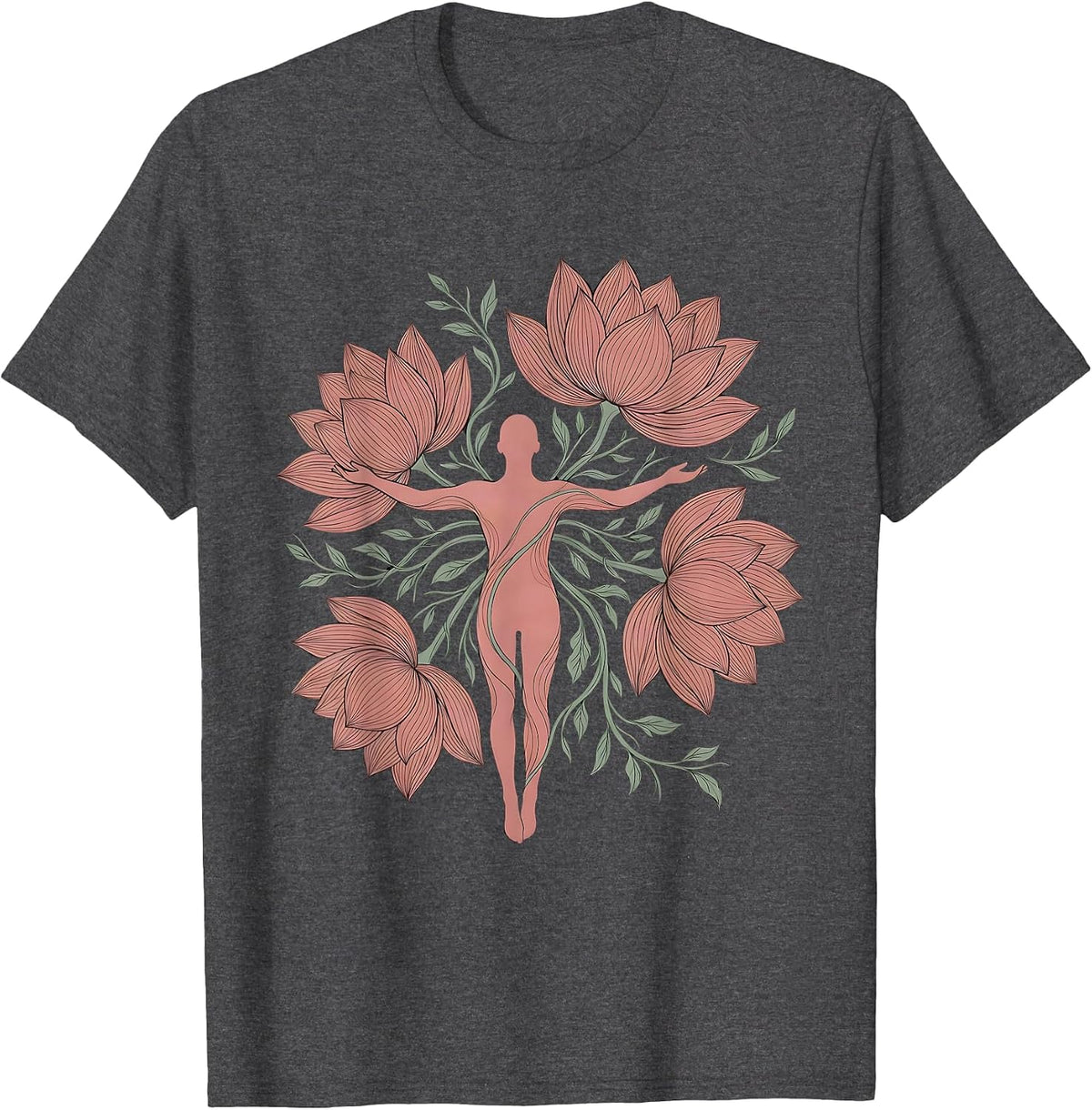 Floating in Stillness Mental Health Awareness Design T-Shirt - Dark Heather Grey