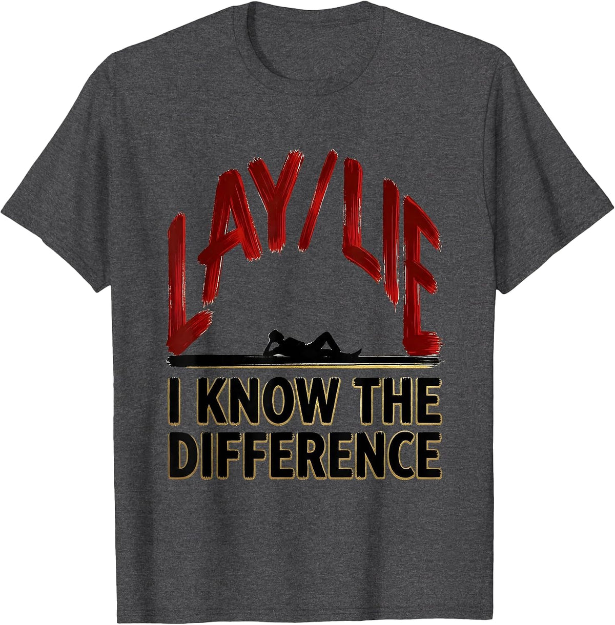 Men's Lay Lie I Know The Difference Funny Grammar Teacher T-Shirt - Dark Heather Grey