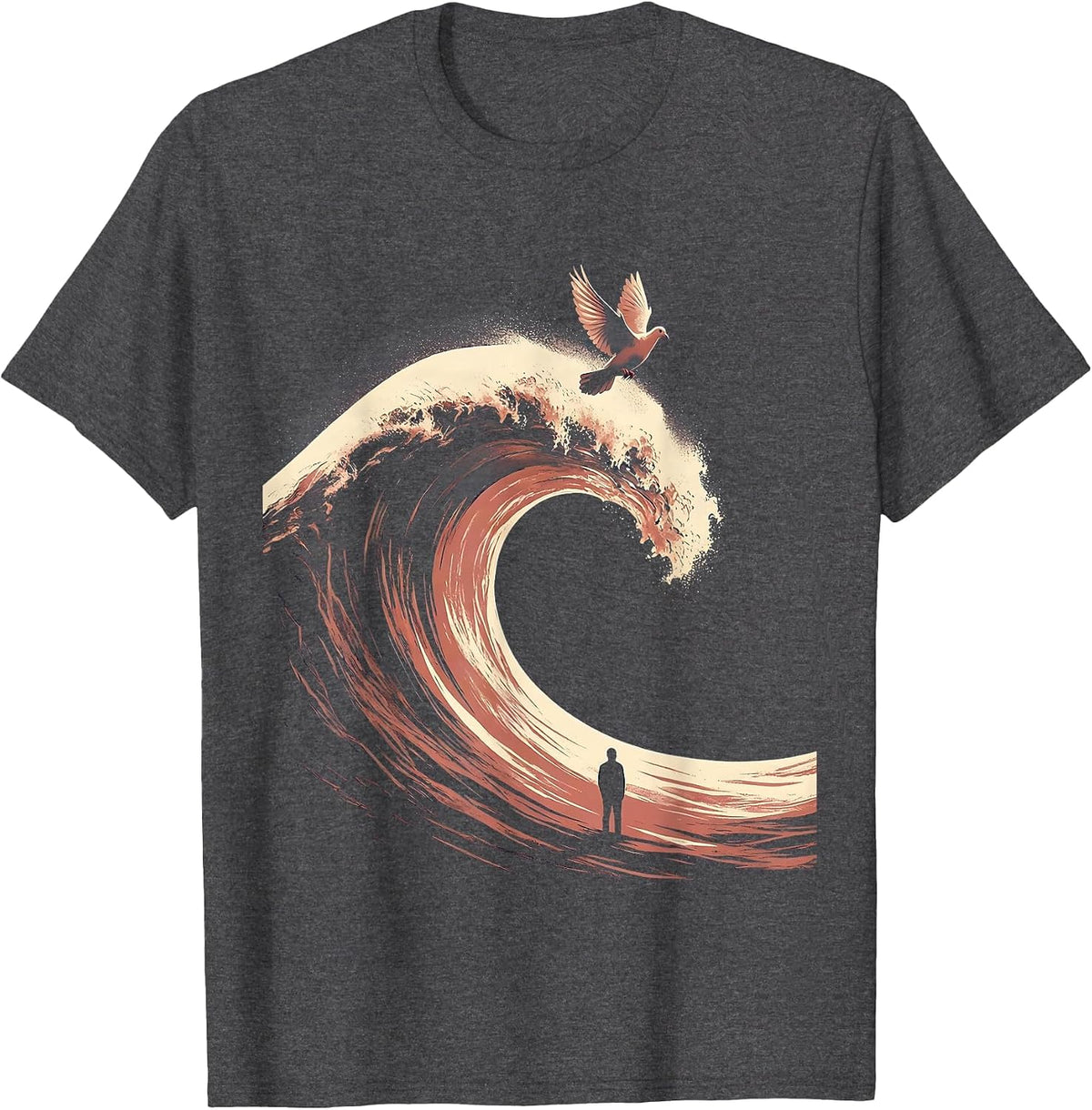 Men's Lone Figure Wave Mental Health Awareness Graphic T-Shirt - Dark Heather Grey