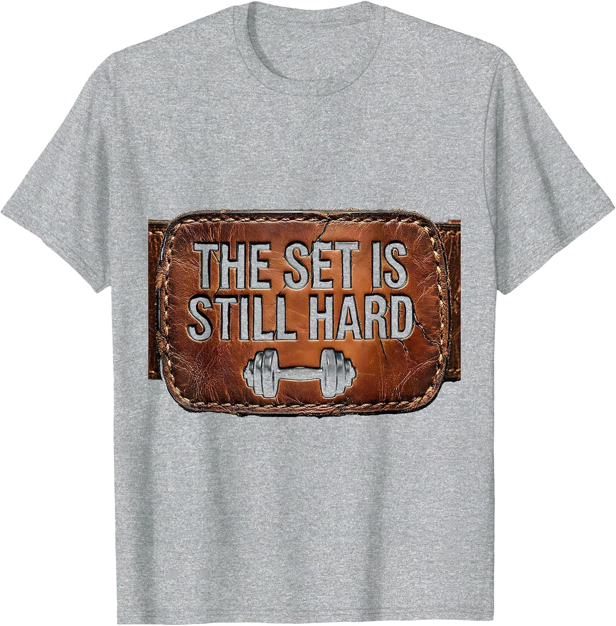 Men's The Set Is Still Hard Distressed Gym Workout Weightlifting T-Shirt - Heather Grey