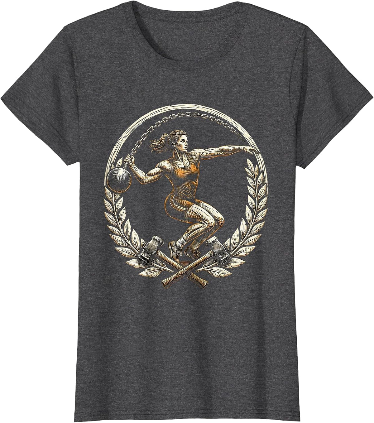 Women's Hammer Throw Athlete Graphic Competition Design T-Shirt - Dark Heather Grey