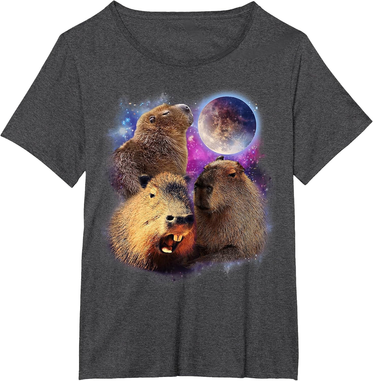 3 Capybara Moon Capybara Stuffed Animal for Men, Women, Kids T-Shirt - Dark Heather Grey